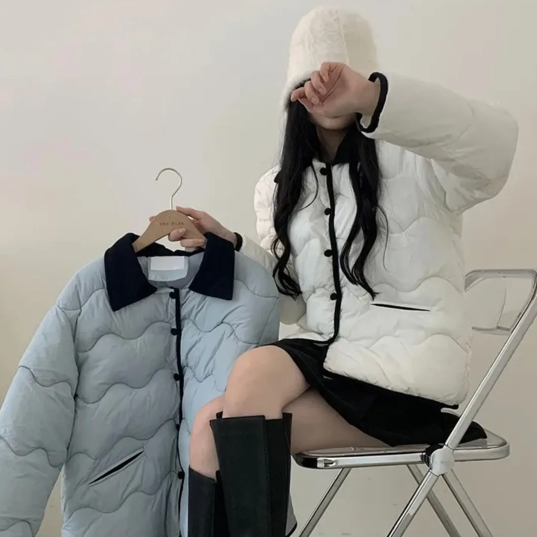 

Женская хлопковая одежда Jaet Chic Winter New Sle, универсальный легкий бархатный воротник, легкая верхняя одежда Faion ort, топ