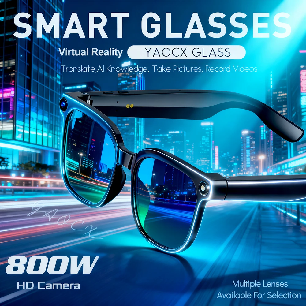 

New 800W Camera Glasses Men Color-Changing AI Smart Translation Glasses Photo Video Recording Waterproof Call Smart Sunglasses