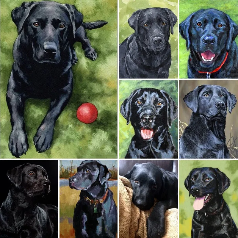 

5D DIY Diamond Painting Black Dog Labrador Retriever Full Rhinestone Cross Stitch Diamond Mosaic Embroidery Christmas Gift