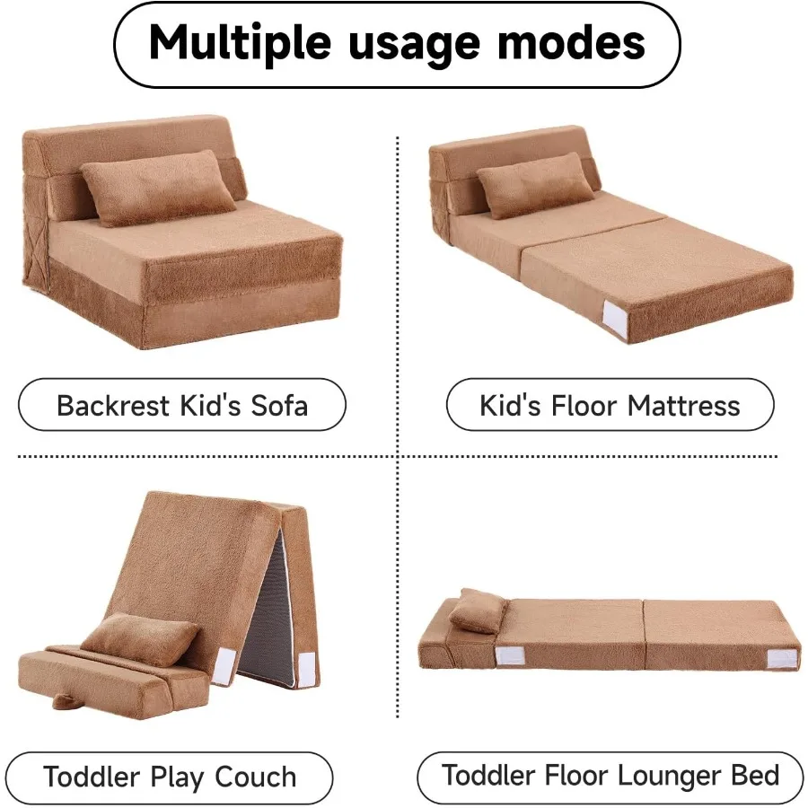 Divano letto pieghevole con materasso QuadFold e cuscino Divano in morbido peluche con borsa portaoggetti portatile Lettino convertibile per Playr