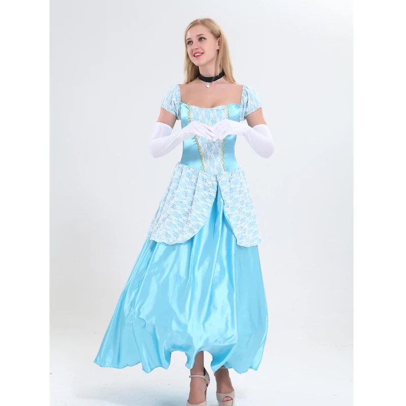 8984 Blue Princess Fancy Dress Fairytale Halloween Cosplay Costume With Petticoat