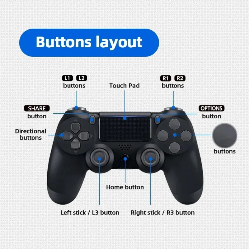 Kontroler do PS4 Slim Pro Joystick Gamepad Podwójna wibracja Bezprzewodowy Joypad Bluetooth do PlayStation 4, Joypad PC/IOS/Android