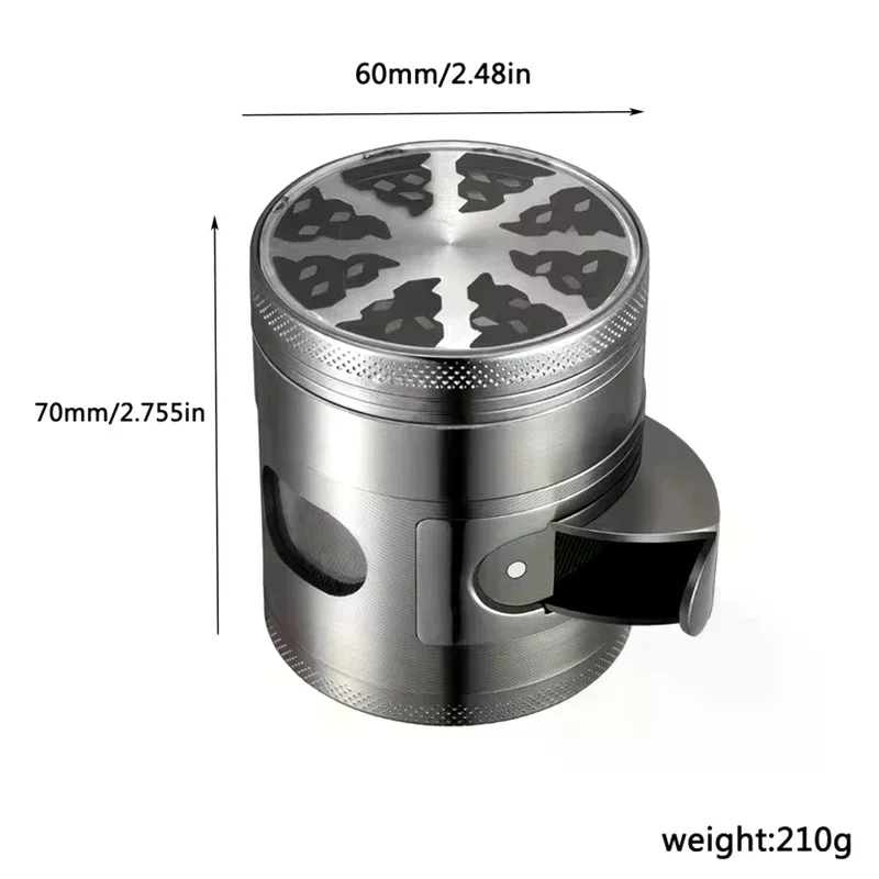 Zinc-plated Metal Plate Tobacco Grinder, 60mm Four-layer Zinc Alloy Tobacco Grinder, Herb And Seasoning Grinding Tool