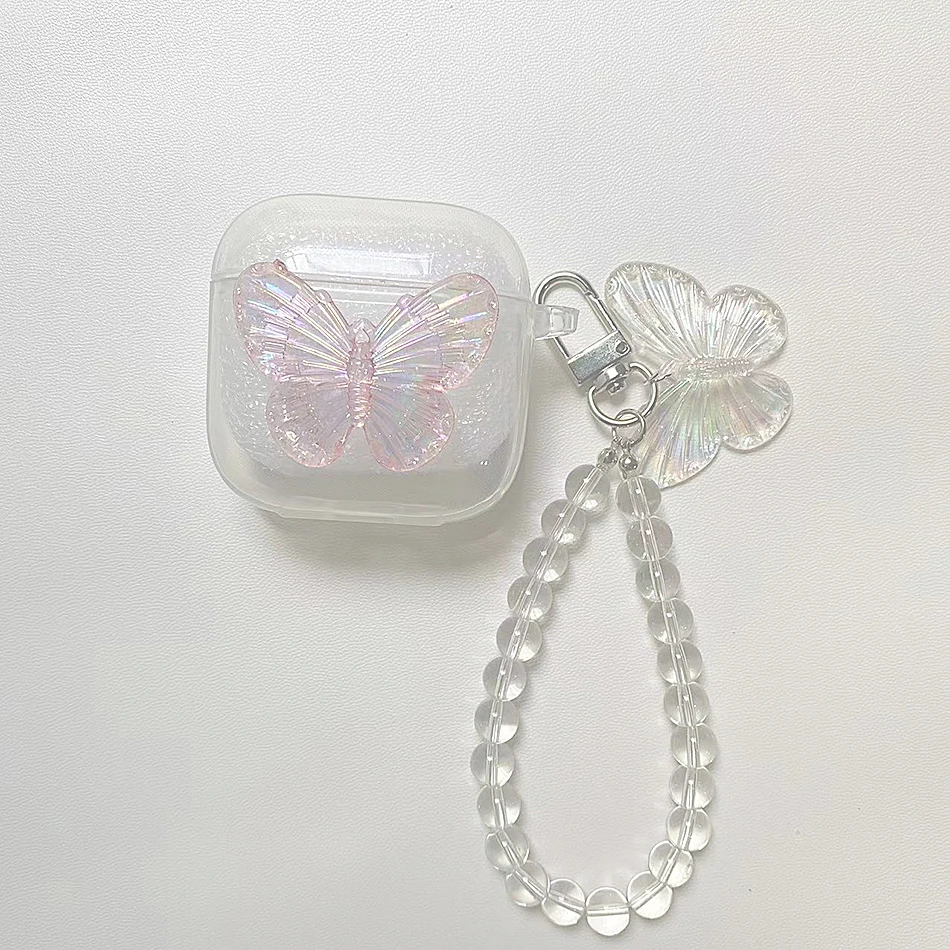 For Xiaomi Air2 Pro / Air 2 2s Case Luxury Crystal Butterfly Keychain Shell Silicone TPU Clear Earphone Cover For Xiaomi Air2s