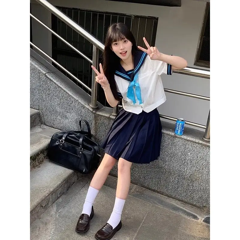 2026 New Arrival JK Sailor Suit Top Original Basic Design Japanese Style Preppy Campus School Uniform Set with Pleated Skirt