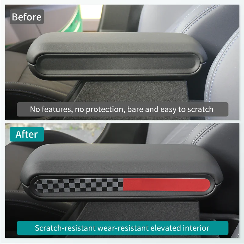 Car Armrest Box Side Stripe Sticker For BMW Mini Cooper S F65 F66 2024 2025 PU Leather Car Interior Decoration Accessories