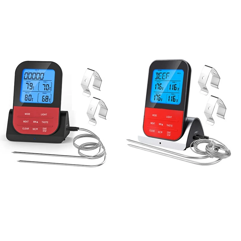 

Wireless Waterproof BBQ Thermometer Digital Cooking Meat Food Oven Grilling Thermometer With Timer