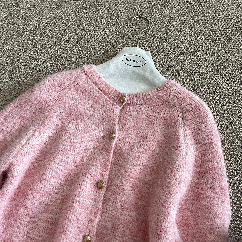 

Wedbleser ярких цветов, уменьшающий возраст однотонный кардиган, новинка осени 2025 года, свободный универсальный повседневный вязаный свитер с длинными рукавами