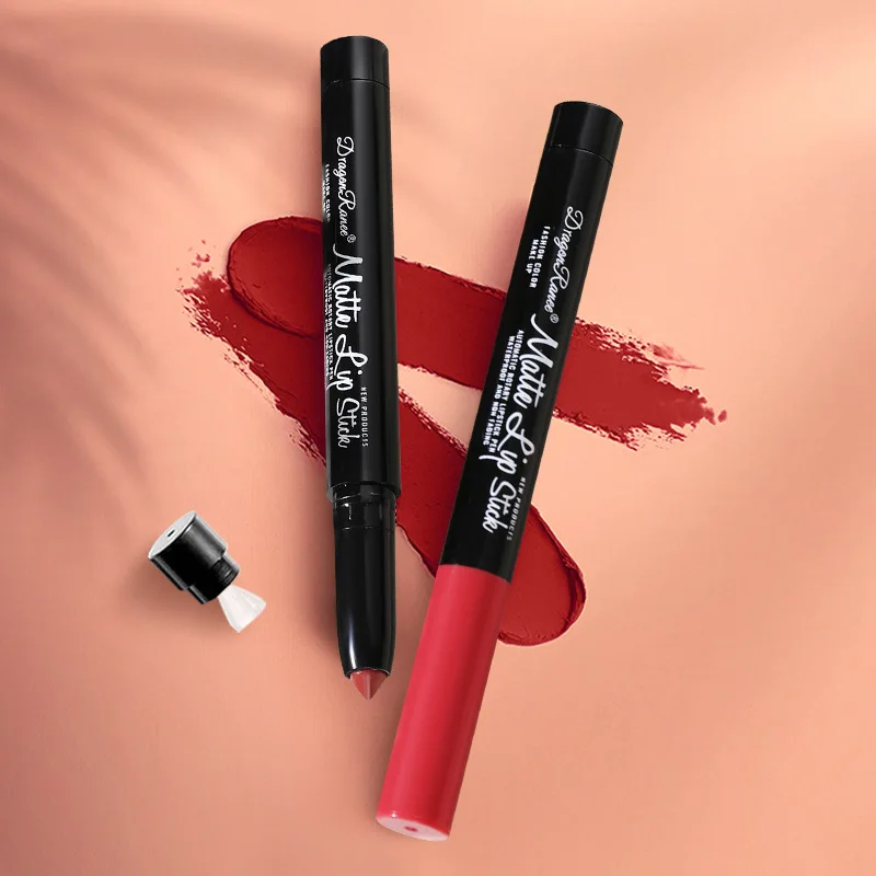 Rossetto opaco Penna da donna Rossetto Pasta di fagioli Rosa Temperamatite automatico Matita per labbra
