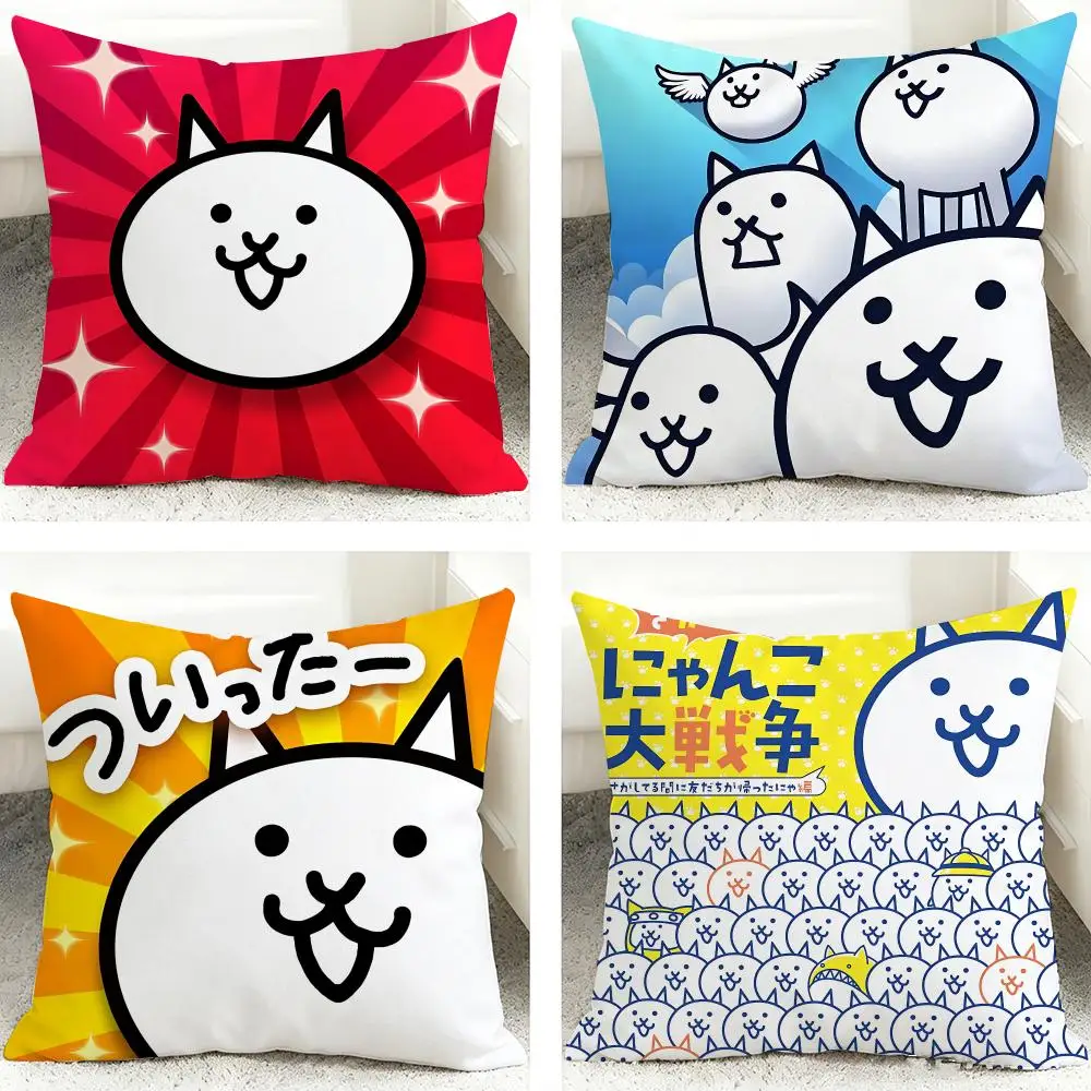 Anime The B-Battle Cats Cushion Cover 40x40cm Square Decorative Sofa Cushion Cover Bedroom Living Room Home Decor Gift