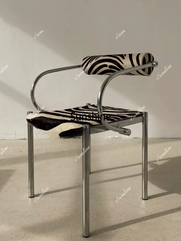 Medieval stainless steel zebra pattern leisure chair