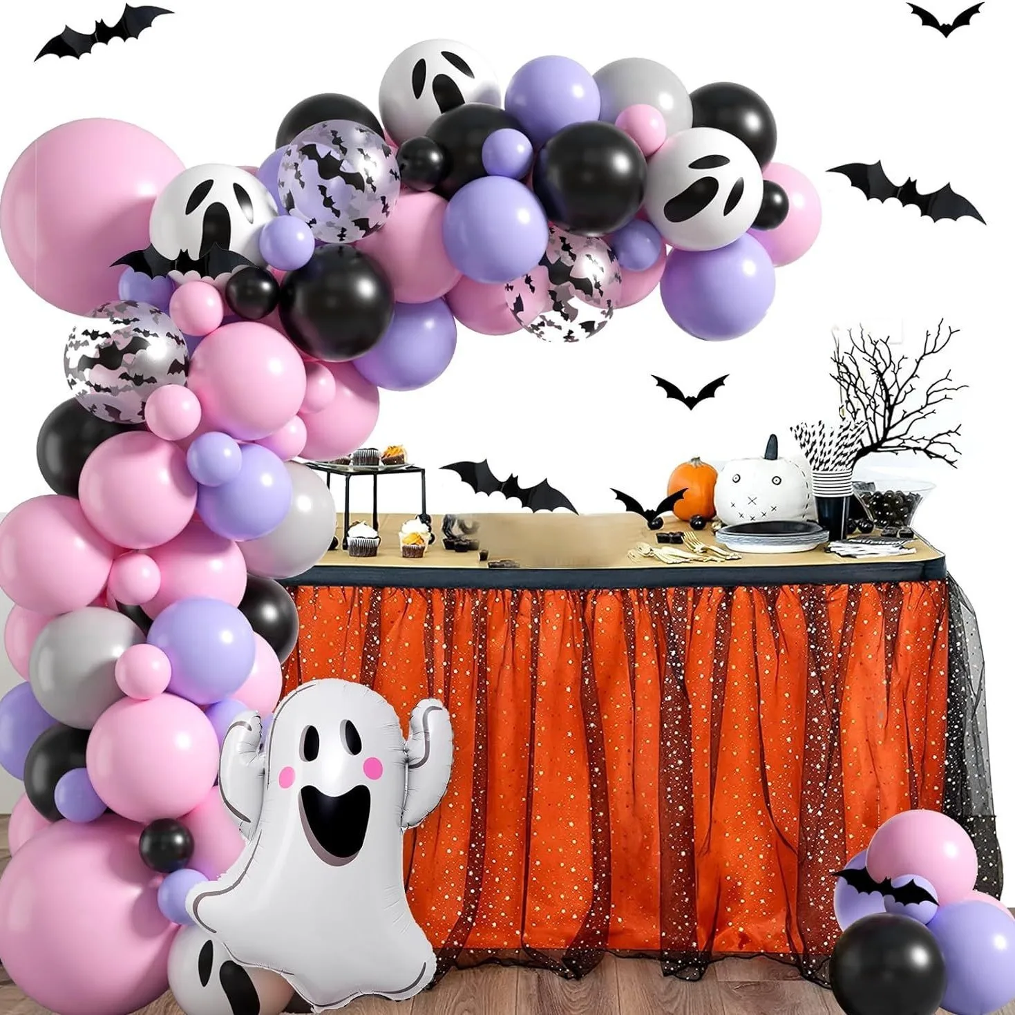 

Halloween Balloon Chain Set Cute Ghost Bat Balloon Wreath Funny Environment Decoration Party Supplies