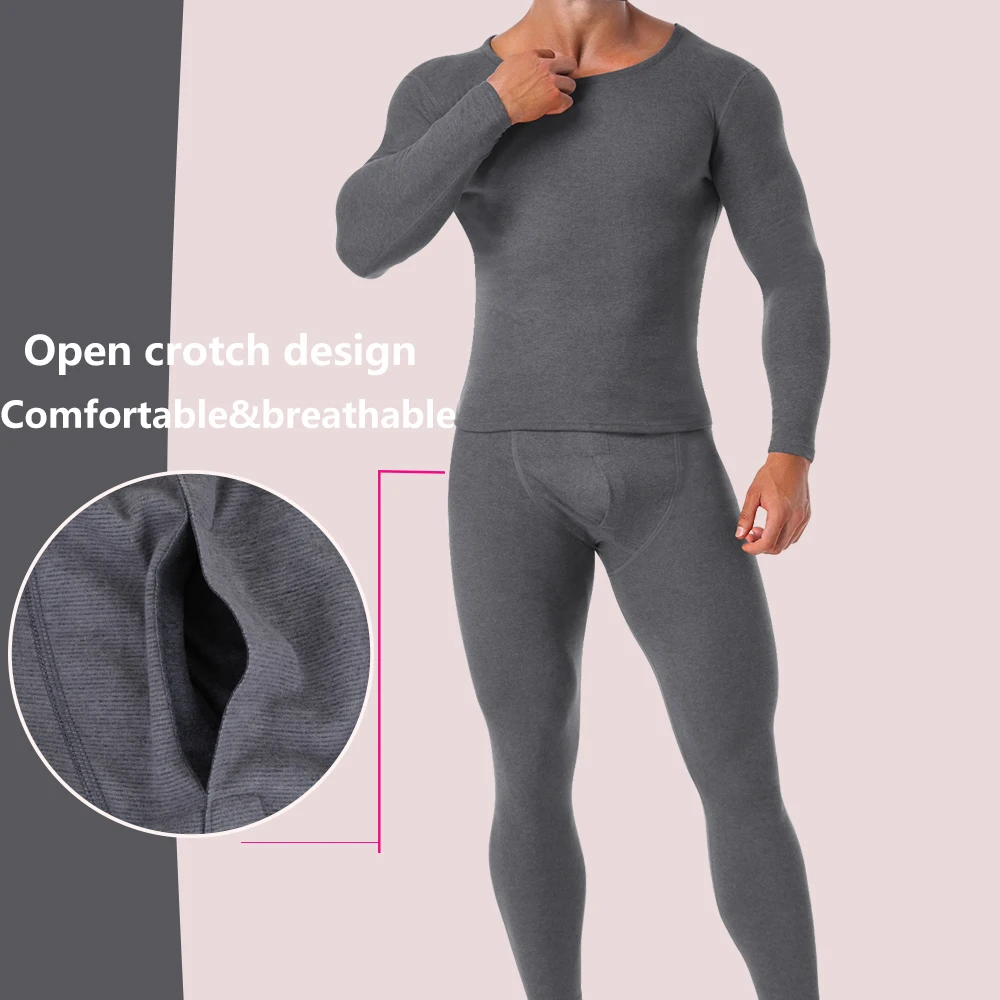 Thermal Underwear Men\'s long-sleeved Sweater tops brushed leggings Warm Set Winter Clothing Comfortable Keep Warm Suit L-4XL New