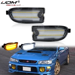 2pcs Amber LED 1156 Car Front Bumper Turn Signals Lamp Assembly For 1999-2001 Subaru Impreza White LED as Daytime Running Lights