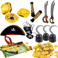 Children Pirate Captain Cosplay Costume Props Pirate Eye Patch Hook Coins Telescope Kids Favors Gift Toy Pirate Party Halloween