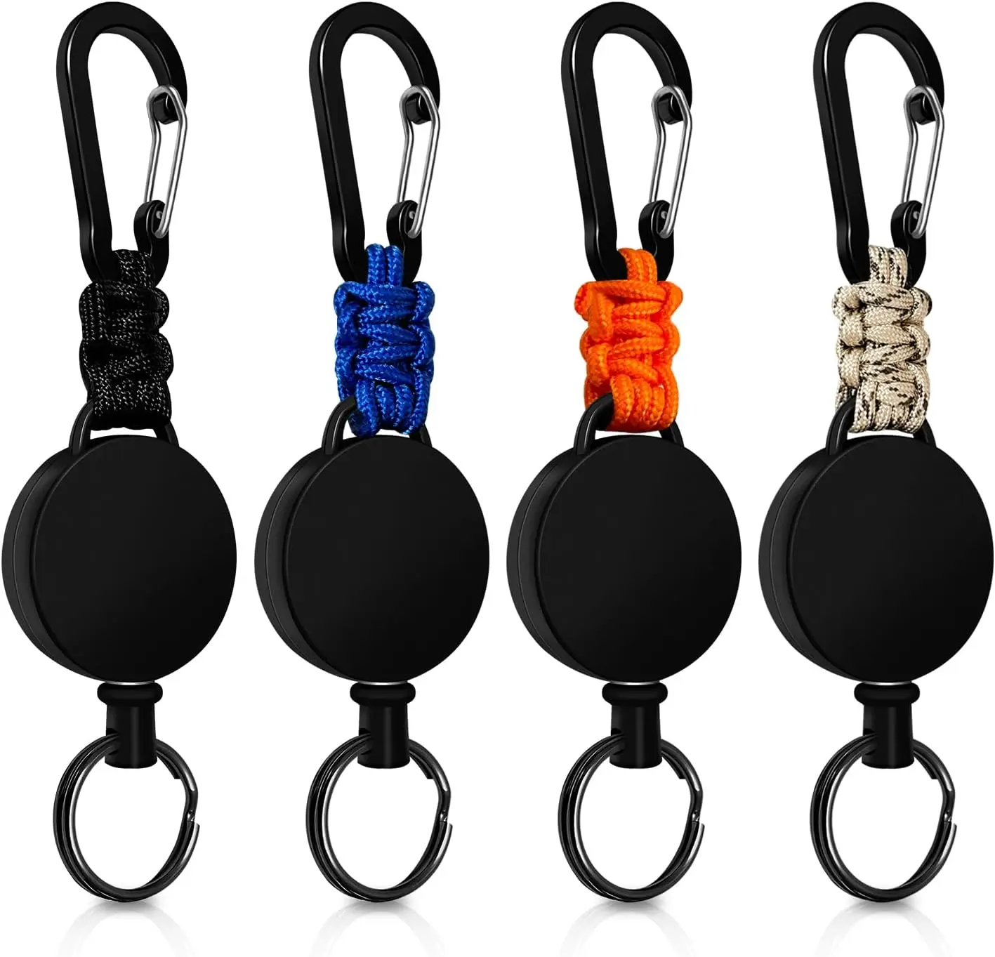 

Retractable Keychain 4 Pack Heavy Duty Carabiner Badge Holder with 23.6" Steel Cord for Keys and ID