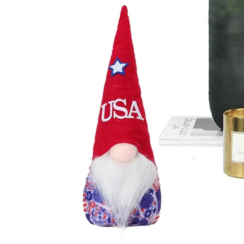 Memorial Day Gnomes American Patriotic Decorations Gnomes Plush For Independence Day Adorable Non Fading Patriotic Dwarf Plush