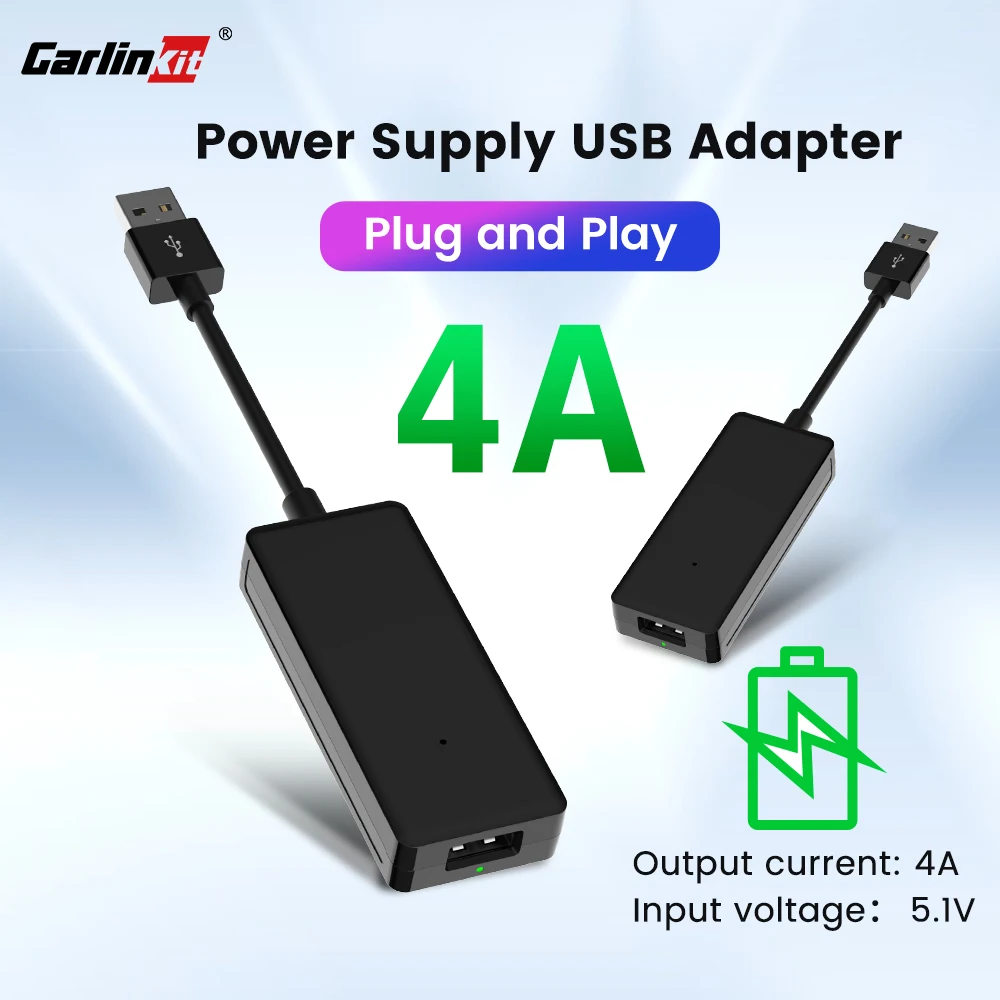 USB Car Power Supply Adapter 4V Wired CarPlay Power Supply Box Wireless CarPlay Android Auto Plug-and-play Car Accsesories