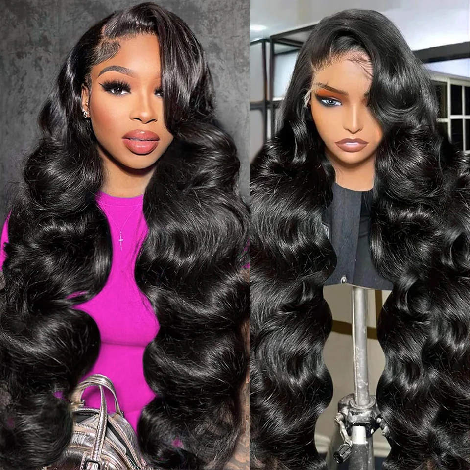 

Glueless HD Lace Body Wave Lace Front Wig Preplucked 34inch Body Wave Human Hair Lace Wigs For Women Natural Hairline Density180