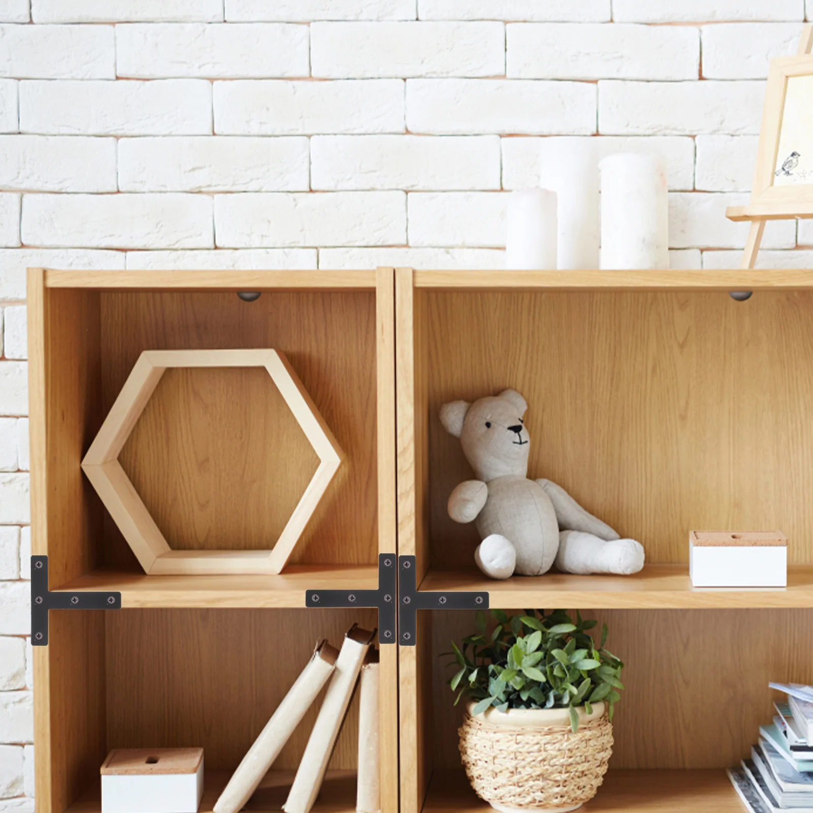 

20Pcs T Shelf Bracket Flat Braces Furniture Mending Plates No Burrs Strong Fixing Effect Easy to Use for Wood Flat Braces