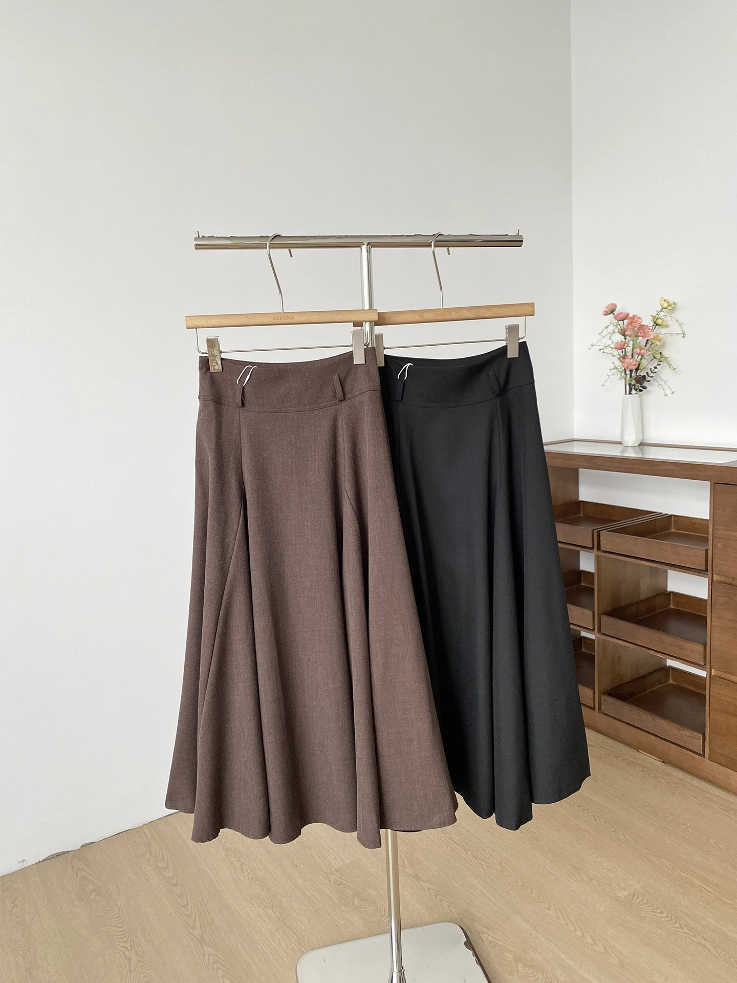 Professional Black A-Line  Skirt for Women Interview Suit Autumn Season High Waist Polyester Fiber Standard Edition