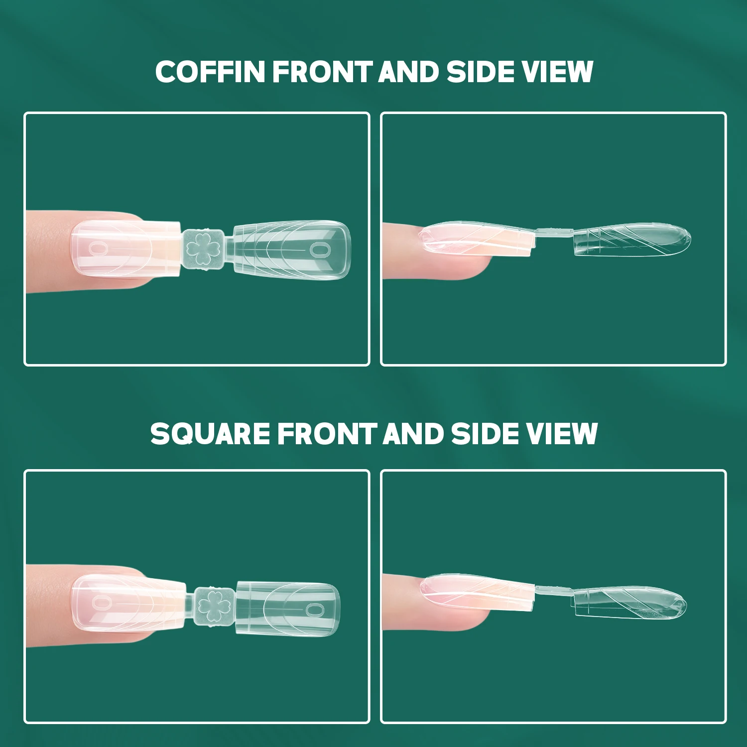 Nailpop Double-Sided Dual Forms Nail Molds Full Cover Poly Nail Gel Extension Square Coffin Acrylic Nail Tips Top Forms 150 pcs