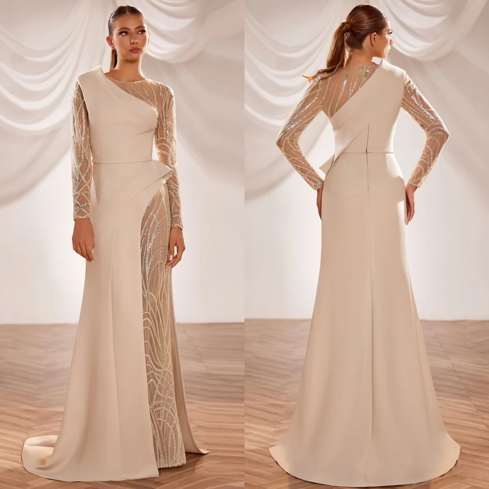 

Индивидуальные современные стильные элегантные джерси с блестками и складками, прямые длинные платья с круглым вырезом, платья на заказ, доступны размеры