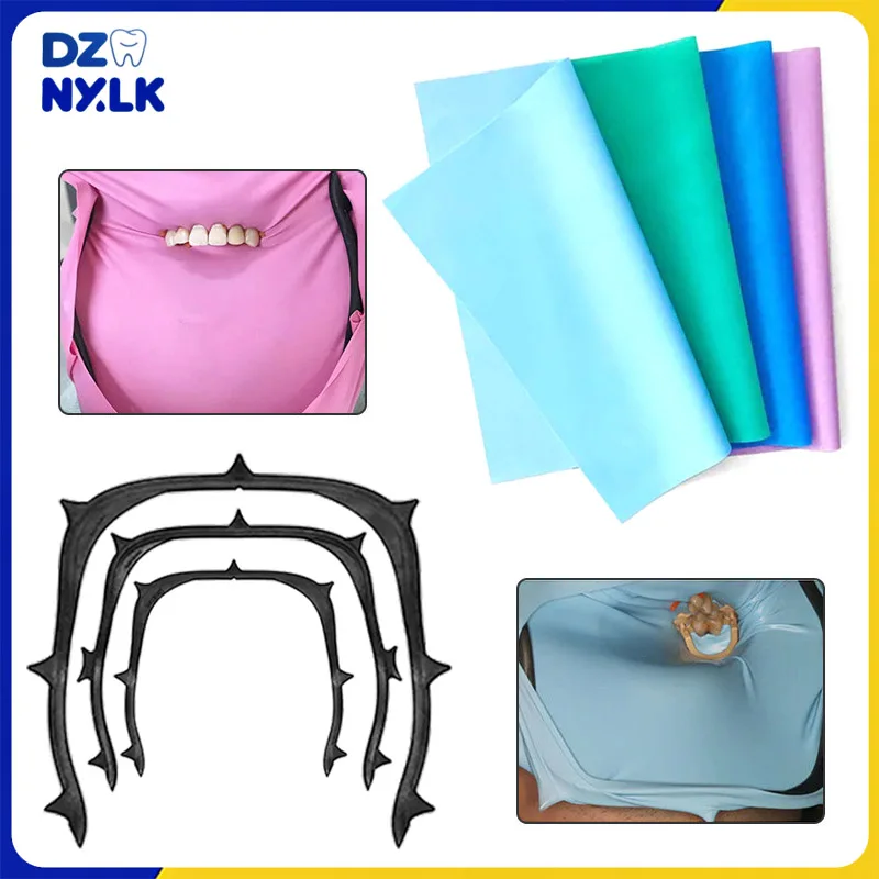 1/36Pcs Dental Rubber Dam Sheets 6''X6'' Natural Latex Dental Dam Frame Carbon Fiber Dam Sheets Holder Teeth Whitening Materials