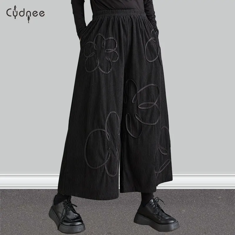 Corduroy Palazzo Pants Velvet Fabric Wide Cut Relaxed Fit Gender Neutral Wide Leg Pants For Autumn And Winter Slow Fashion