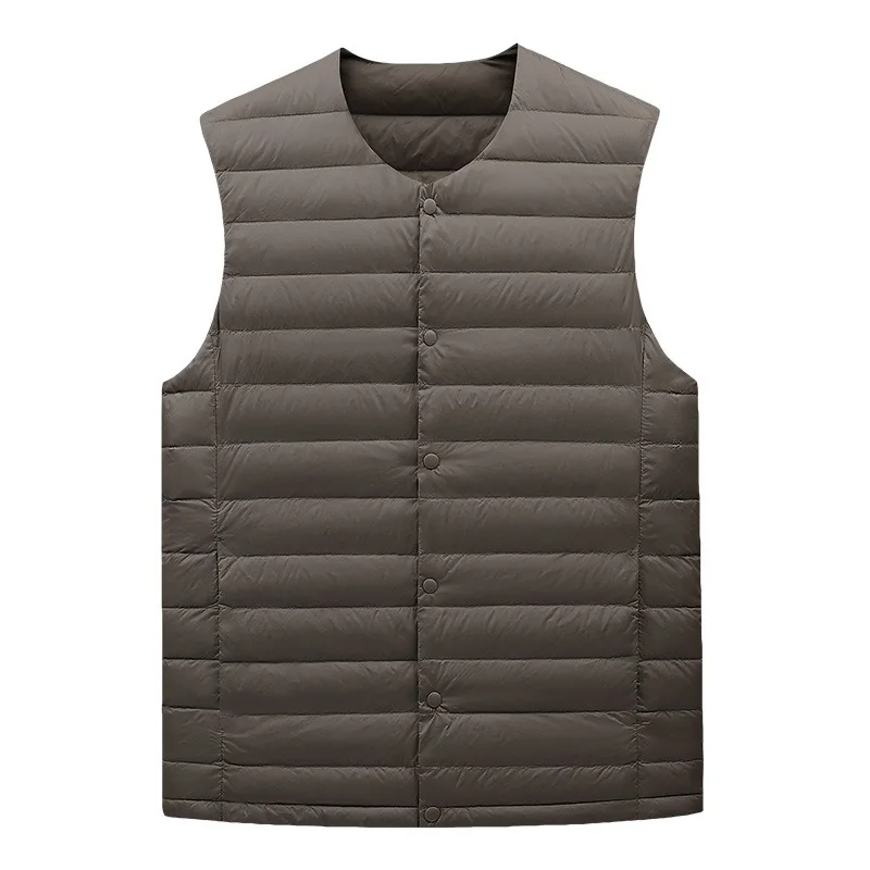 Men's Clothing Lightweight Down Jacket Warm Vest Collarless White Duck Down Thin Round Neck Innerwear Short Vest Jackets for Men