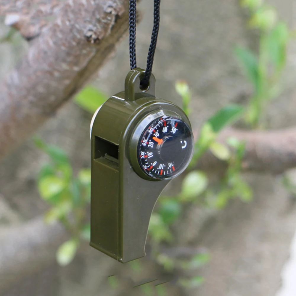 1 Pcs Three In One Compass Whistle Thermometer Multifunctional Portable Lightweight Mute Outdoor Camping Hiking Rescue Tool