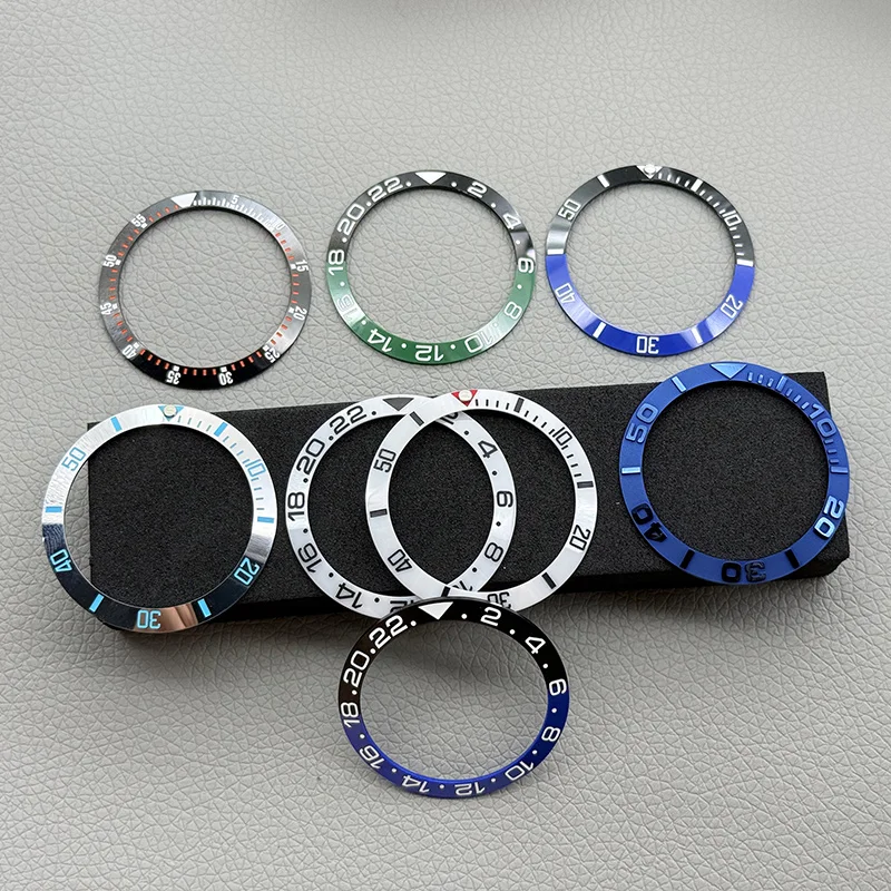 Custom 38mm*30.6mm Ceramic Bezel Insert for NH35/36, 4R35, 7S26 GMT Diving Watches - close-up view