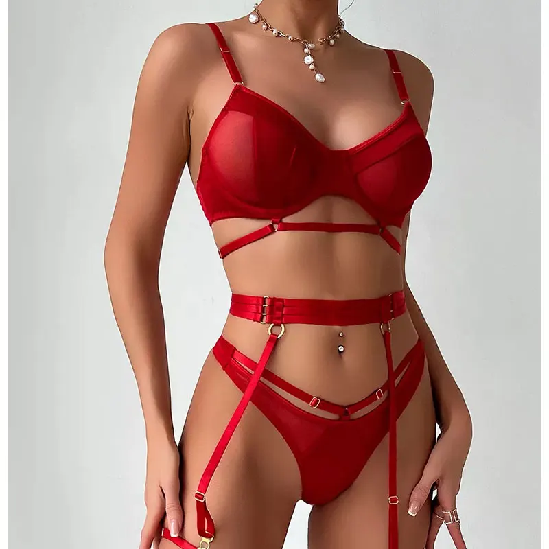 Bra Erotic Brief Sets Women Garters G-Strings Patchwork See Through Lingerie Set Ladies Sexy Panty Underwear Set Sexy Costume