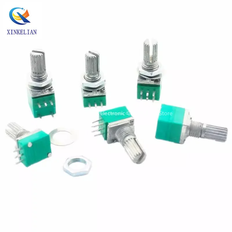 5PCS 3/5/6/8pin B1K B5K B10K B20K B50K B100K B250K B500K RK097N/G RV097NS Audio Amplifier Potentiometer Resistor 15mm Shaft