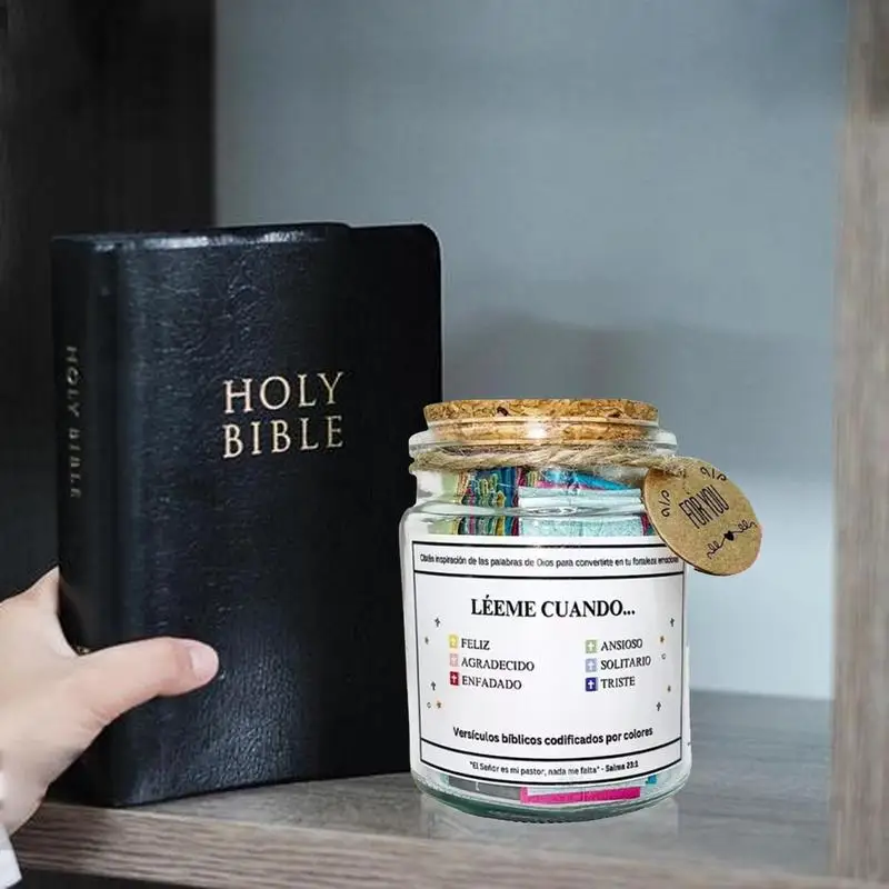 Bible Verses In A Jar Scripture Prayer Cards Hope Jar Multi Color Codes Message In A Bottle Verses Jar For Emotions And Feelings