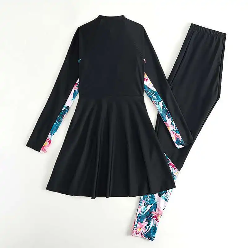 Girls Two Pieces Suit 13-16 Year Children Long Sleeve Swim Dress 2025 Kids Swimsuit Print Swimwear Burkini Muslim Bathing Suit