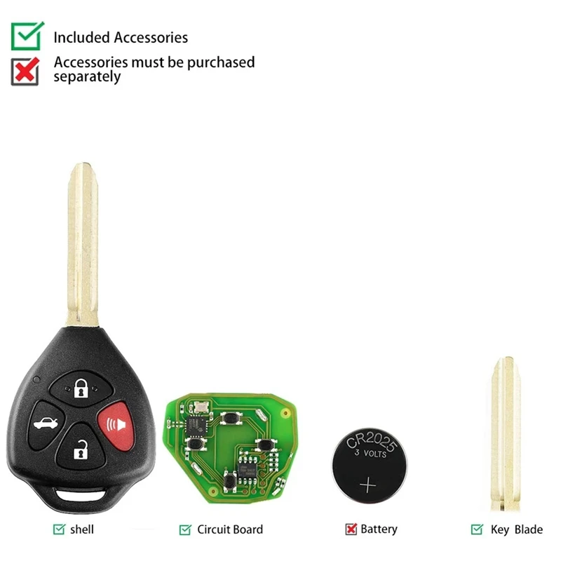 

Remote Key Fob Remote Key For Xhorse XKTO02EN Universal Wire 4 Button For Toyota Style For VVDI Key Tool