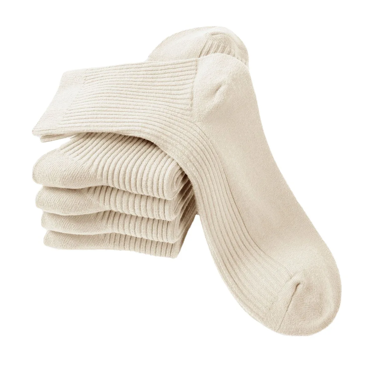 Calzini in cotone per uomo e donna in paia di metà polpaccio pettinati color bianco sporco e crema Versatili per le tendenze primaverili e autunnali