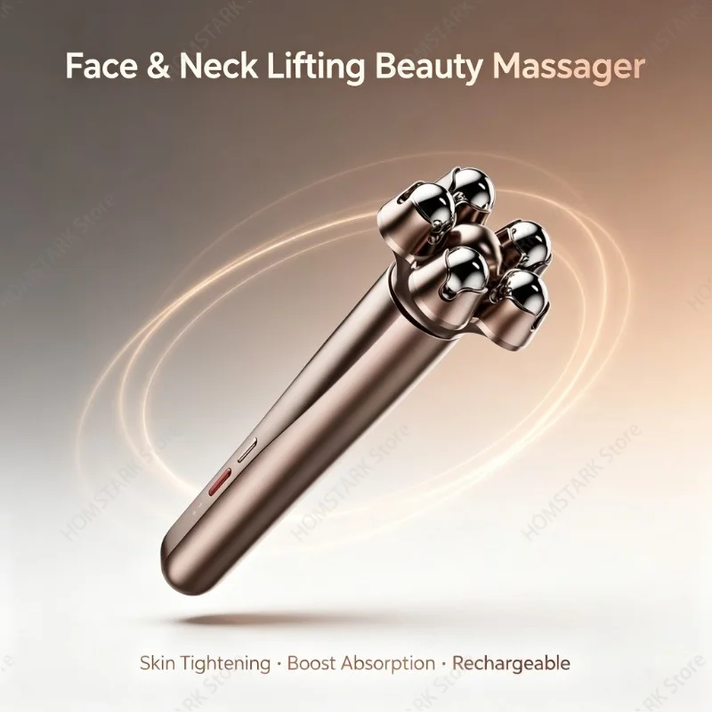 Rechargeable Home Beauty Massager, Boost Skin Absorption, Face Neck Lifting, Arm Leg Muscle Relief & Skin Firming