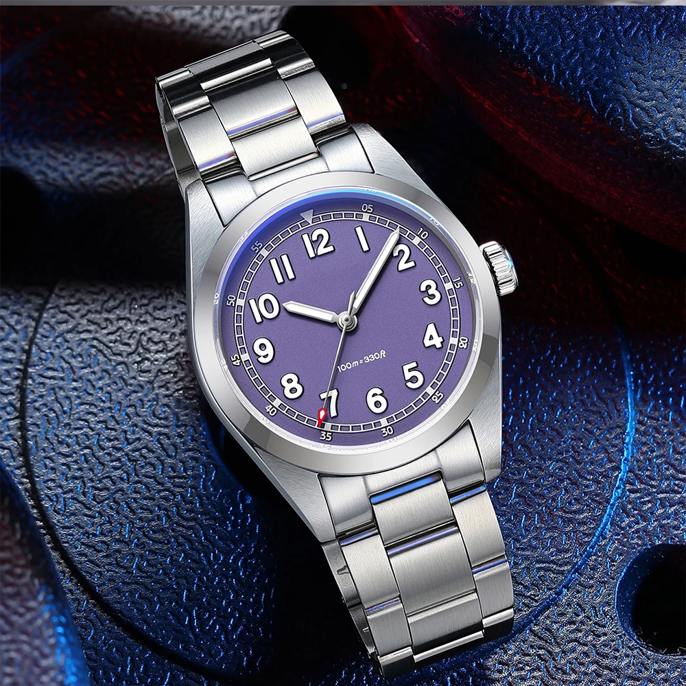 ADDIESDIVE Custom Watch Luxus-Saphir-Herren-Quarz-Armbanduhr DIY Steriles Zifferblatt Super 2035 Uhrwerk BGW9 Leuchtend 100 m wasserdicht