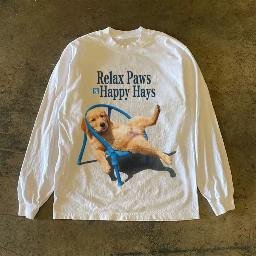 Heavyweight 310g Pure Cotton Long Sleeve T-Shirt American Retro Oversize Streetwear Versatile Comfortable Fit round Neck Top