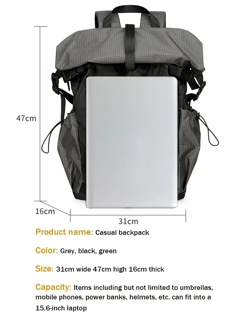 Sports Backpack Travel Backpack Suitable for 15.6-inch Waterproof Nylon Foldable Pack Large Capacity School Bag Mochilas Сумка