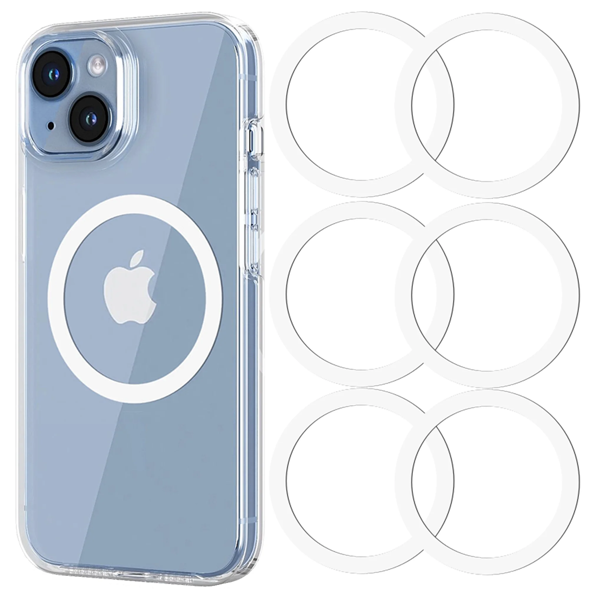 Magnetic Ring Sticker 6PCS for MagSafe Wireless Charging, Metal Circle Magnet Adapter for iPhone 16 15 14 13 12 Pro Max