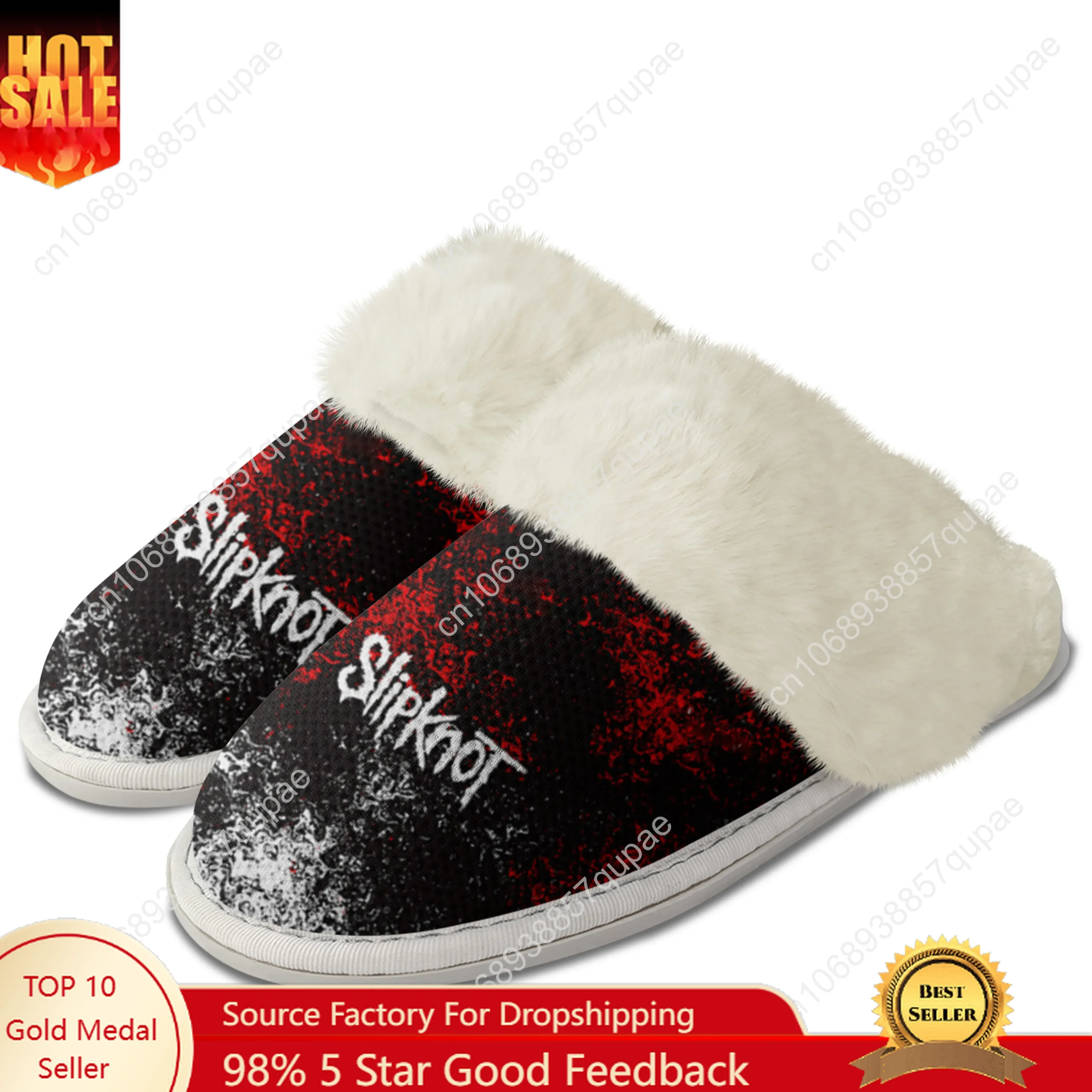 

S-Slipknots Heavy Metal Rock Band Plush Slippers Keep Shoes Men Women Home Cotton Bedroom Customized Thermal Lightweight Slipper