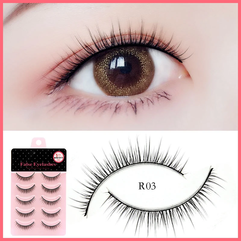 3D Falso Cílios Extensão Set, Natural Wispy Lashes, Eye Lash Falso, Suprimentos De Beleza, Ferramentas De Maquiagem, 5 Pares, 10 Pares