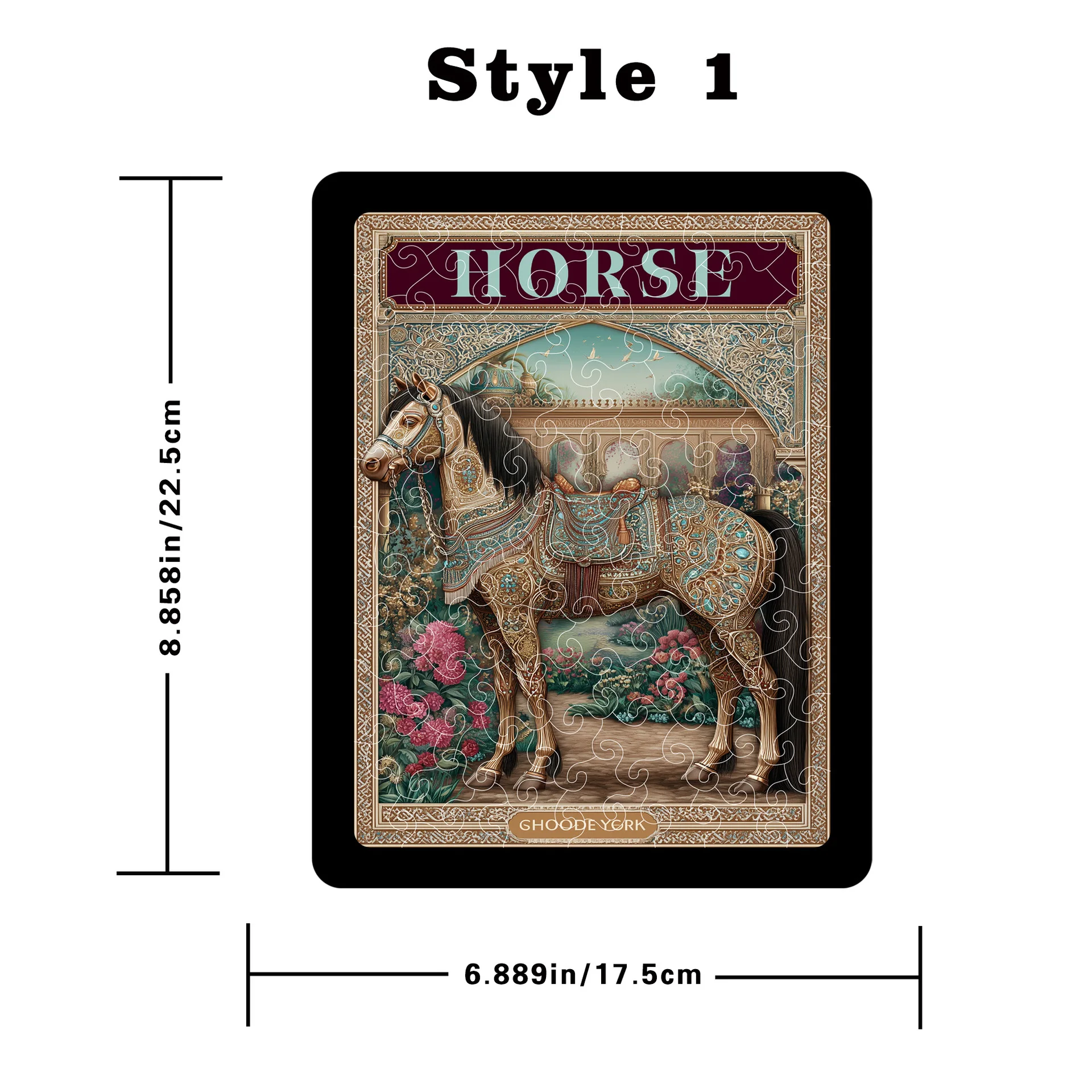 Vintage Carved Horse Acrylic Puzzle -Transparent Light Decorative Artwork Handmade DIY Jigsaw Ornament for Home Tabletop Display