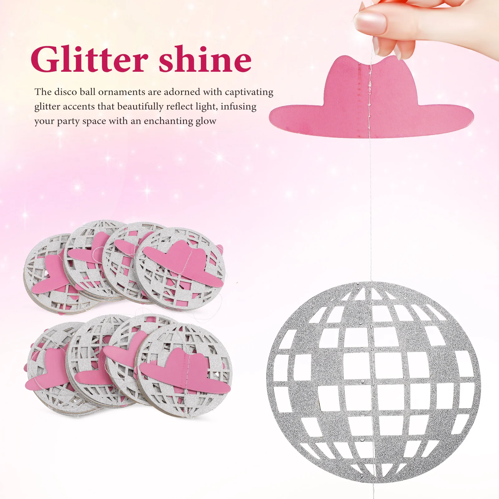 

Pink Cowboy Hat Decorations Glitter Disco Ball Party Supplies Cowgirl Ceiling Decor Western Theme Birthday Bridal Shower Hen