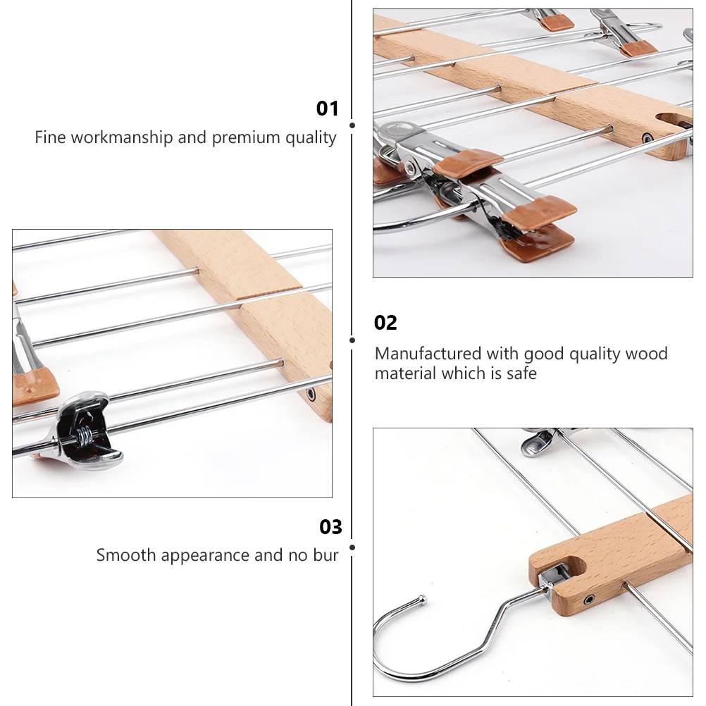 Rak Gantungan Baju Lipat Teleskopik Multifungsi dari Kayu Solid, Rak Pajangan Pakaian, Organizer Lemari, Penyimpanan Celana Jeans