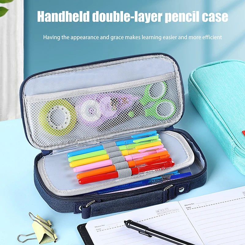 Simple Large Capacity Pen Bag Solid Color High Quality Canvas Pencil Cases Aesthetic Stationery Pouch School Supplies