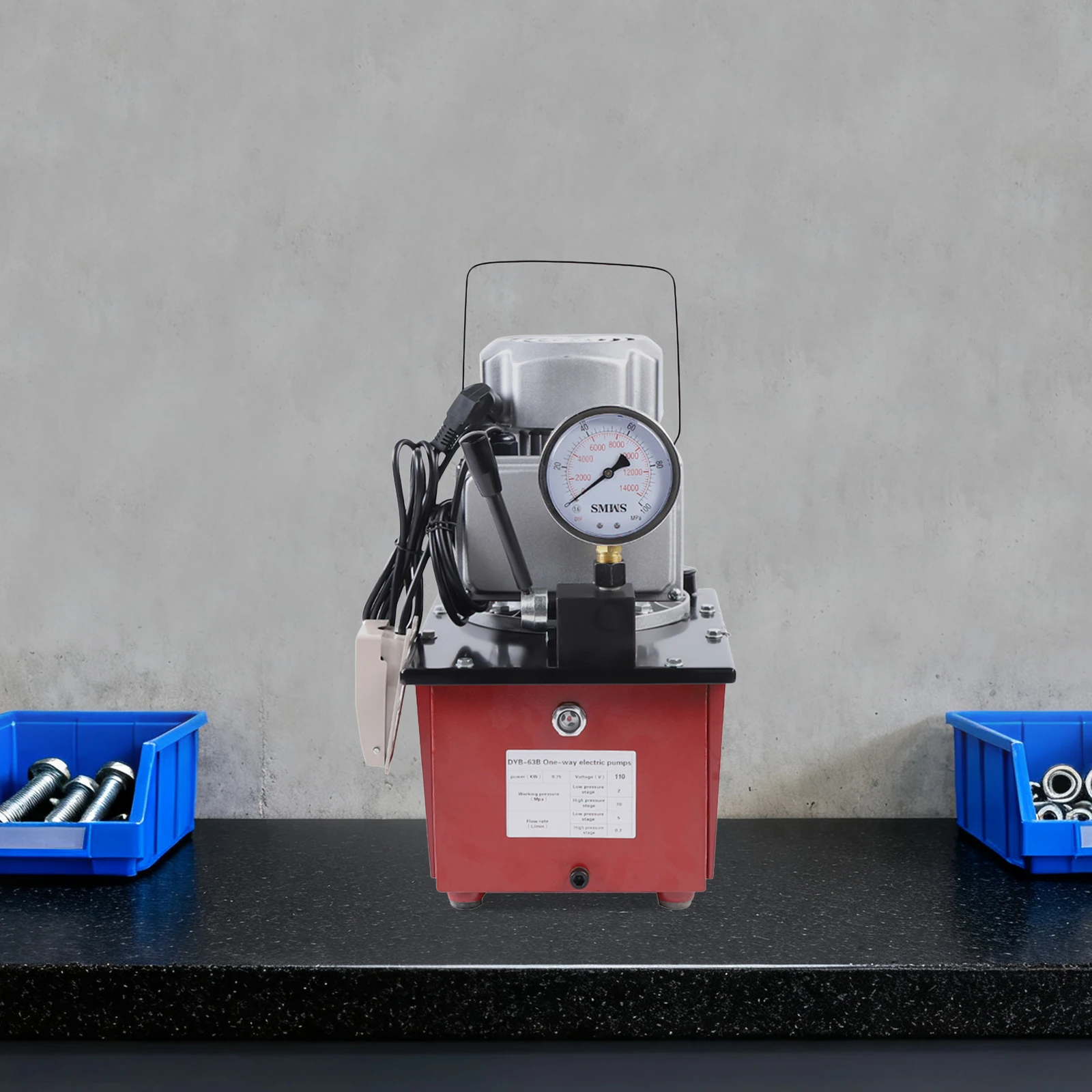 Moderne 750W Einweg-Elektrohydraulikpumpe mit Manueller Ventil-Fußpedalschaltung zum Heben, Drücken, Biegen – Detail 4
